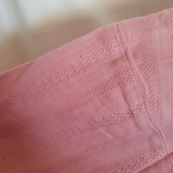 Umgee Women's Large 3/4 Sleeve Button Down Pleated Tunic Dress High Low Pink - Picture 7 of 7